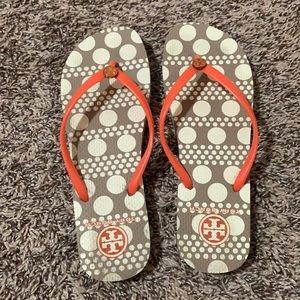 Tory Burch Orange and Brown Slippers